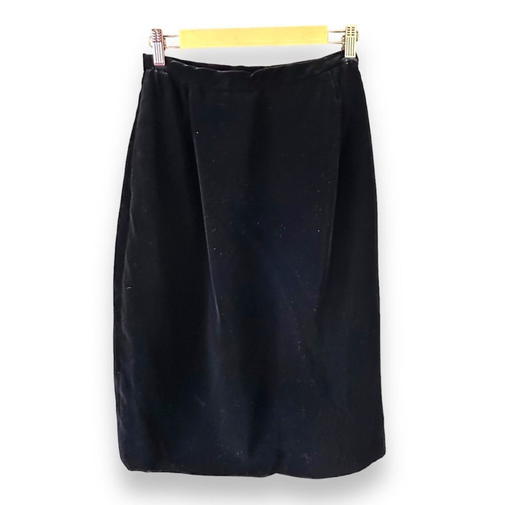 VALENTINO | Vintage Unworn Black Silk Velvet Pencil Skirt Size 10 Circa 1980s